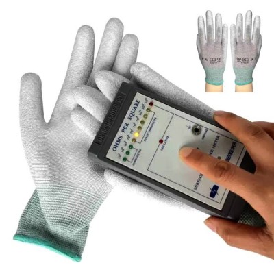 Esd Antistatic Pu Plam Coating Glove Carbon Fiber Esd Anti-static Gloves